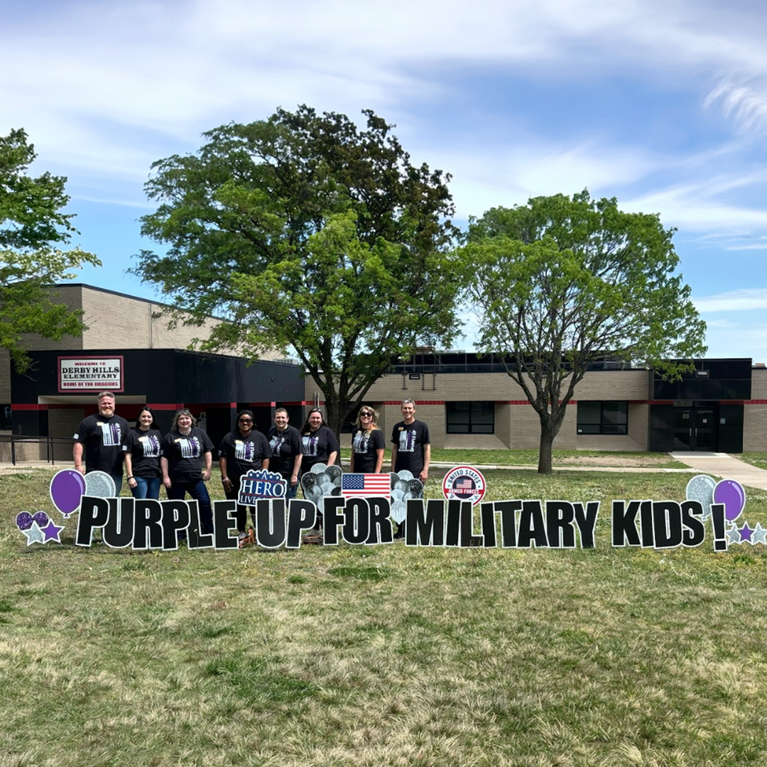 2026 Kansas Teacher of the Year Team celebrating the Purple Up for Military Kids! Derby USD 260